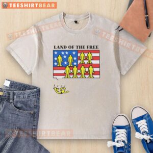 USA flag washed t-shirt featuring 'Good Land Of The Free' design for patriotic apparel lovers.