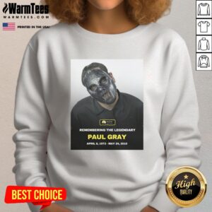 Official tribute sweatshirt for Paul Gray, founding bassist of Slipknot, featuring iconic band graphics and tribute design.