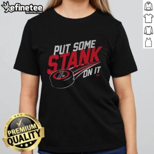 Premium Logan Stankoven Put Some Stank On It Ladies Tee featuring vibrant design, perfect for fans and casual wear.