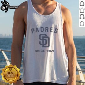 Original San Diego Padres Cooperstown Duster Tank Top featuring vintage design and team logo, perfect for fans.