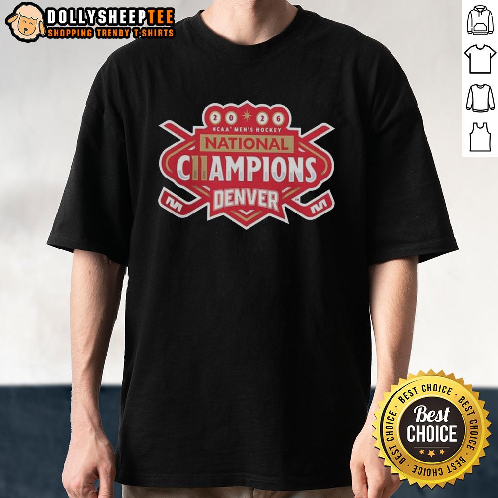 Hot Denver Pioneers 2026 Ncaa Frozen Four Men's Ice Hockey National Champions T-Shirt Alt Text: Hot Denver Pioneers 2026 NCAA Frozen Four Men's Ice Hockey National Champions T-Shirt design featuring team colors.