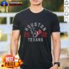 Alt Text: Hot Houston Texans Heritage Print T-Shirt featuring vibrant team colors and logo, perfect for fans and game day.
