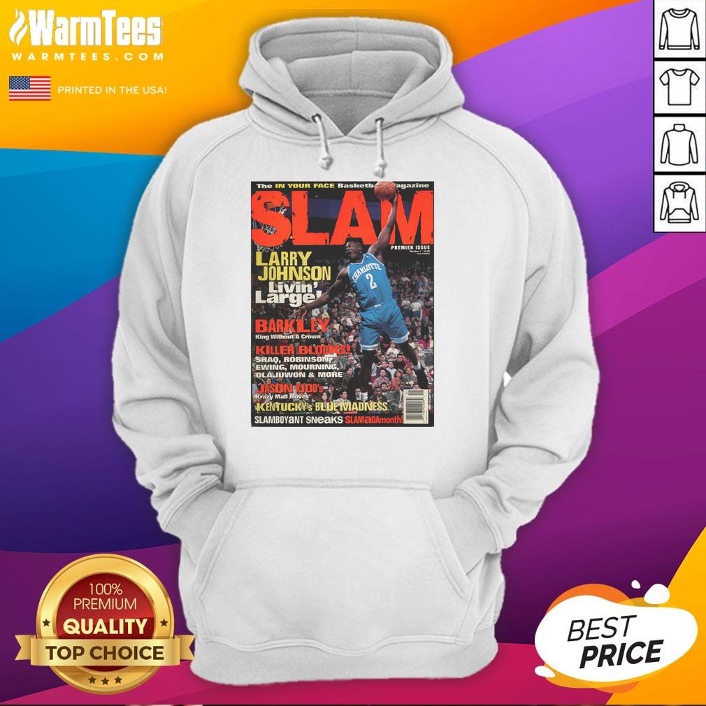 hot-larry-johnson-livin-larger-the-in-your-face-basketball-magazine-slam-hoodie Hot Larry Johnson Livin Larger Slam Hoodie featured in In Your Face Basketball Magazine, showcasing bold streetwear style.