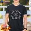 Alt Text: Hot Las Vegas Raiders Heritage Print T-Shirt featuring a bold team logo and stylish design perfect for fans.