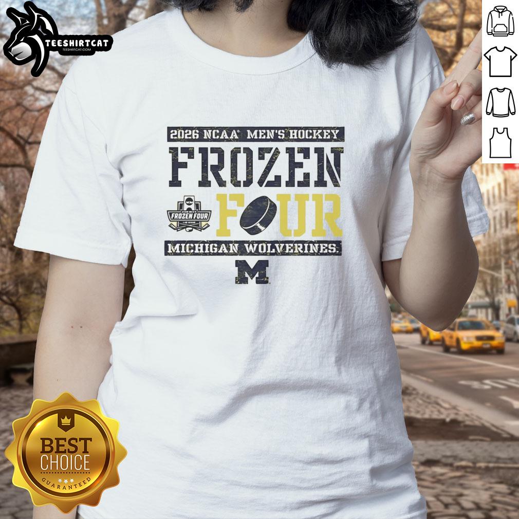hot-michigan-wolverines2026-mens-ice-hockey-frozen-four-bound-ladies-tee Hot Michigan Wolverines 2026 Men's Ice Hockey Frozen Four Bound Ladies Tee showcasing team spirit and style.