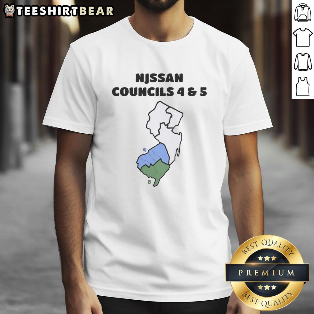 hot-new-jersey-map-councils-4-and-5-graphic-t-shirt Hot New Jersey Map Councils 4 and 5 graphic t-shirt featuring a colorful map design and council logos.