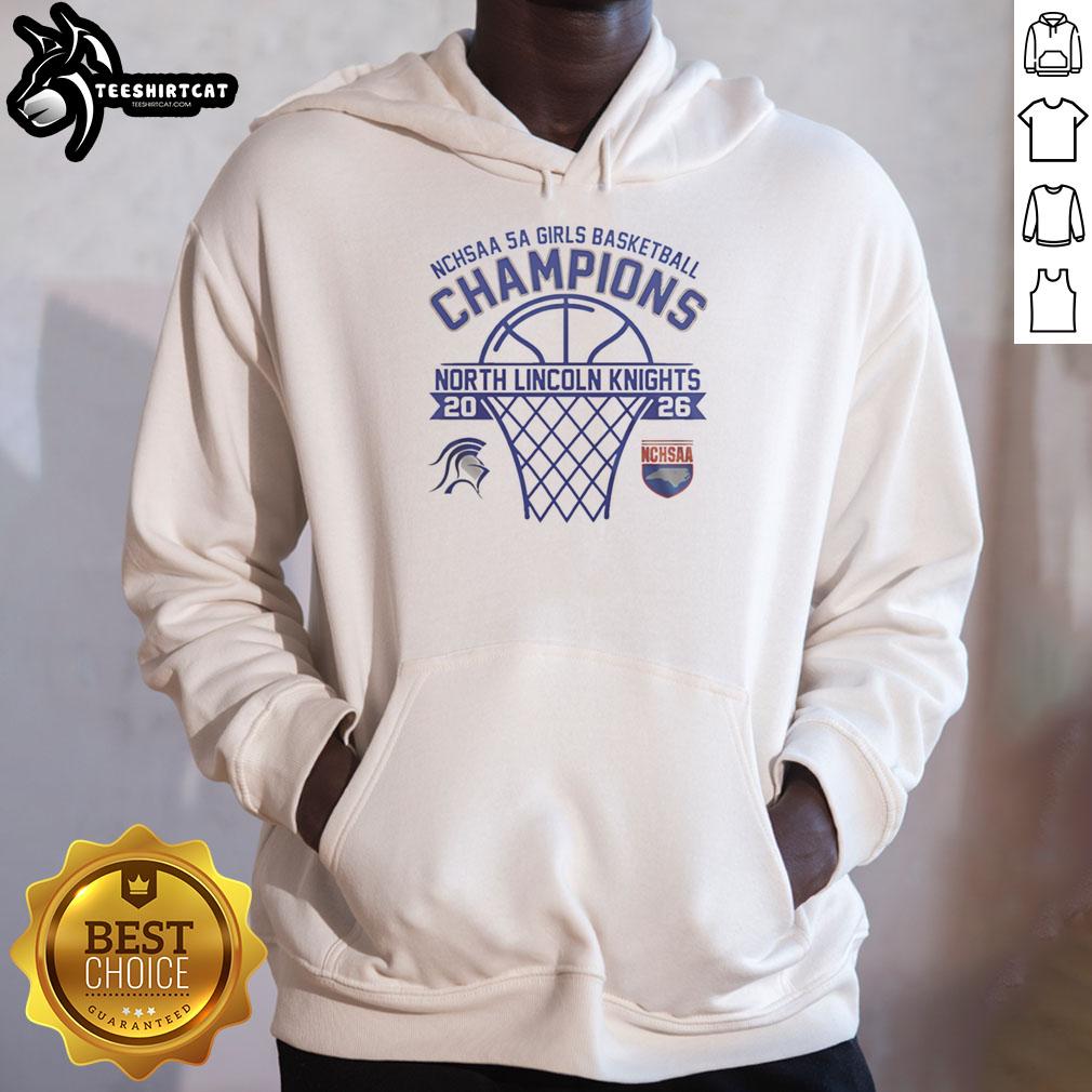 hot-north-lincoln-knights-nchsaa-5a-girls-basketball-champions-2026-hoodie Hot North Lincoln Knights NCHSAA 5A Girls Basketball Champions 2026 hoodie featuring team colors and logo.