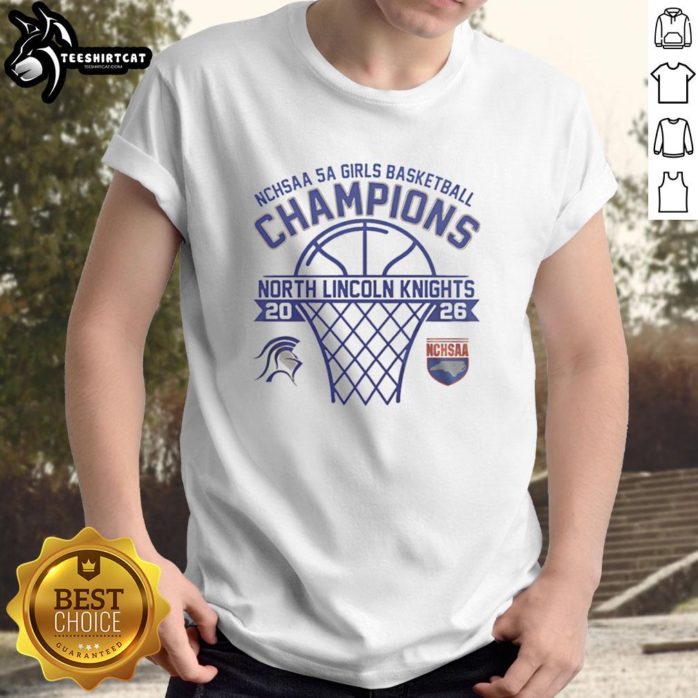 hot-north-lincoln-knights-nchsaa-5a-girls-basketball-champions-2026-t-shirt Alt Text: Hot North Lincoln Knights NCHSAA 5A Girls Basketball Champions 2026 T-Shirt showcasing team pride and victory.