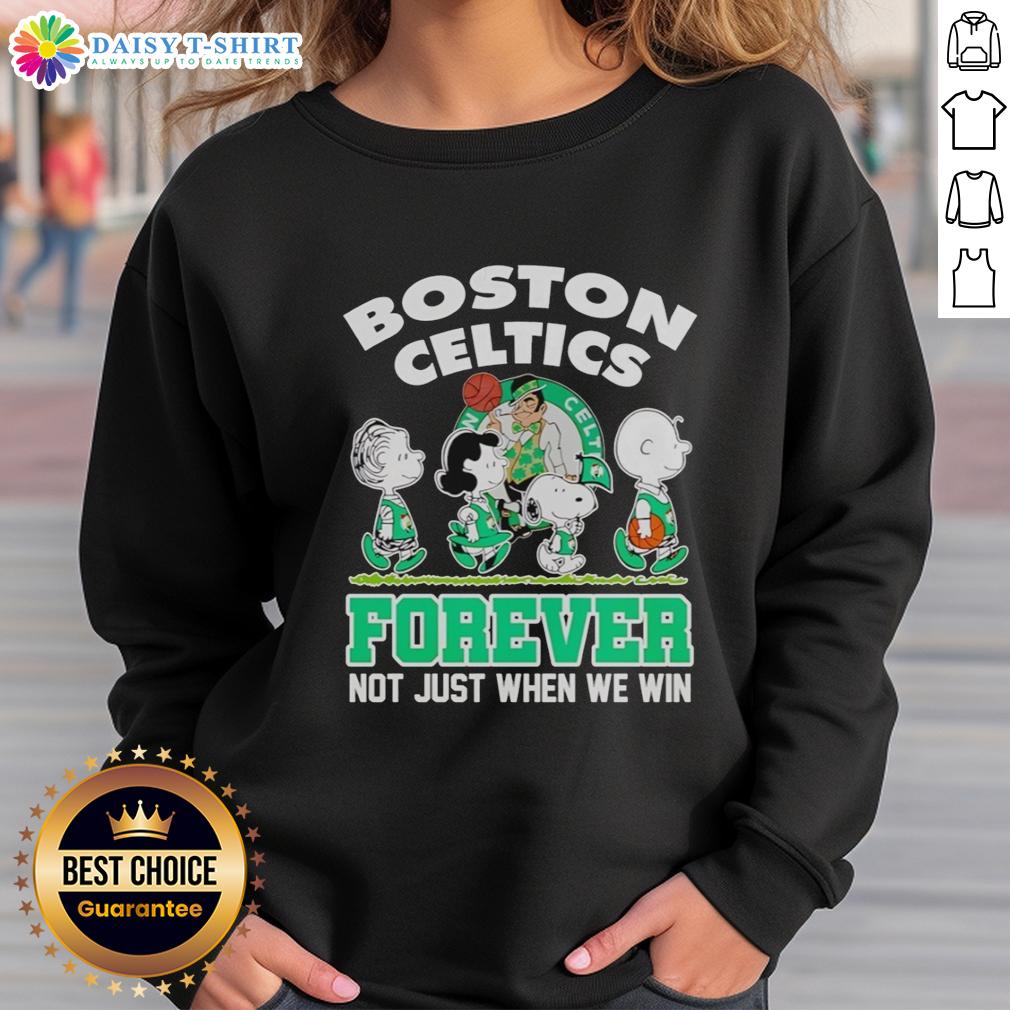 Hot Peanuts Characters X Boston Celtics Forever Not Just When We Win Sweatshirt Hot Peanuts Characters X Boston Celtics 'Forever Not Just When We Win' sweatshirt featuring vibrant graphics and team spirit.