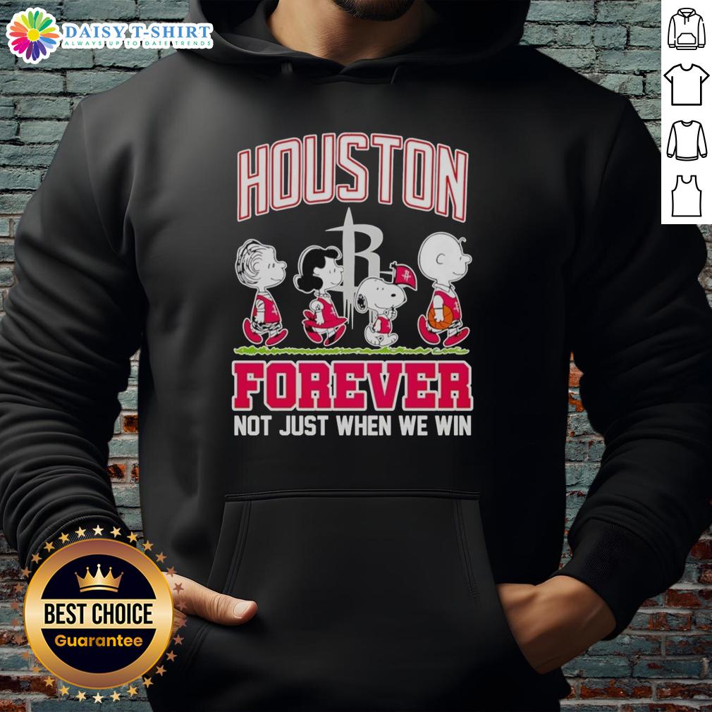 Hot Peanuts Characters X Mlb Houston Astros Forever Not Just When We Win Hoodie Alt Text: Hot Peanuts characters in Houston Astros hoodie: 'Forever, Not Just When We Win' - perfect for MLB fans.