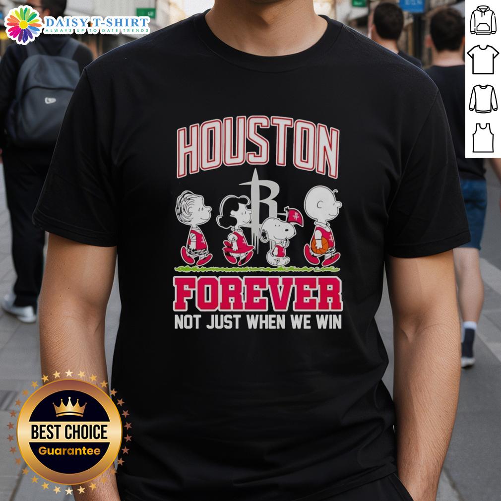 Hot Peanuts Characters X MLB Houston Astros Forever Not Just When We Win T-Shirt Alt Text: Hot Peanuts Characters MLB Houston Astros Forever T-Shirt, celebrating fandom beyond just wins.