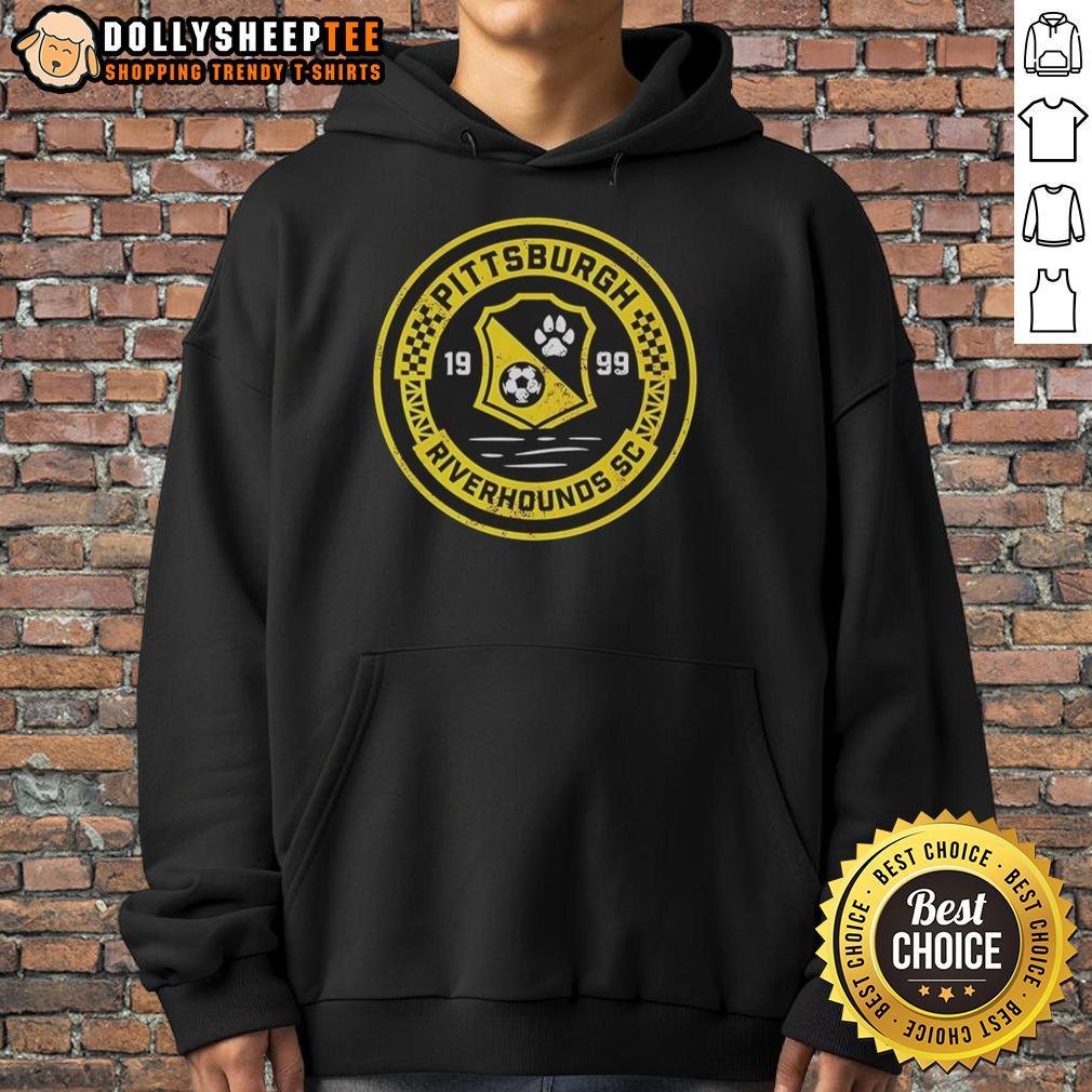 Hot Pittsburgh Riverhounds Sc 1999 Vintage Primary Logo Hoodie Alt Text: Vintage Pittsburgh Riverhounds SC 1999 primary logo hoodie showcasing team spirit and retro style.