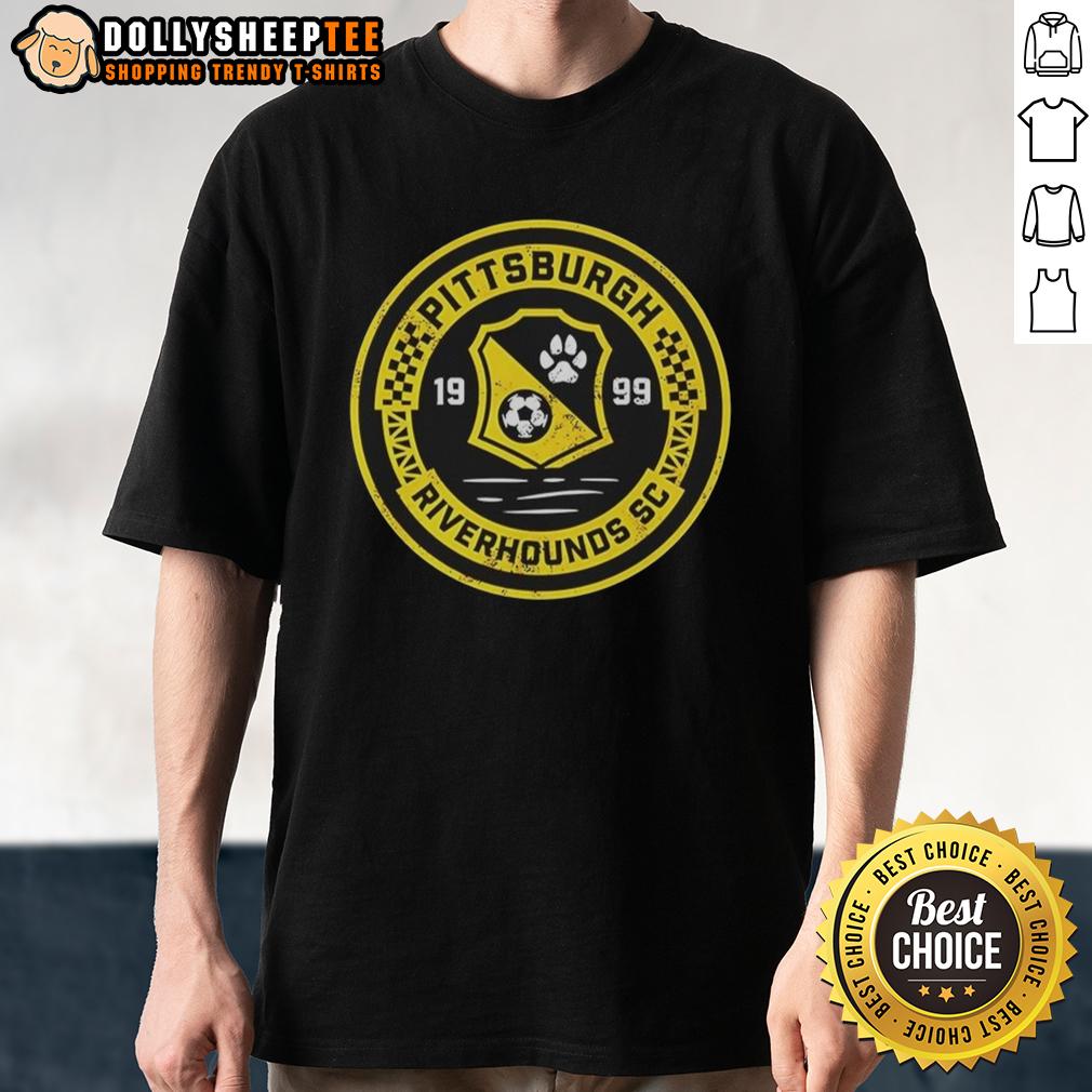 Hot Pittsburgh Riverhounds Sc 1999 Vintage Primary Logo T Shirt Alt Text: Vintage 1999 Pittsburgh Riverhounds SC primary logo t-shirt featuring bold graphics and classic design for soccer fans.