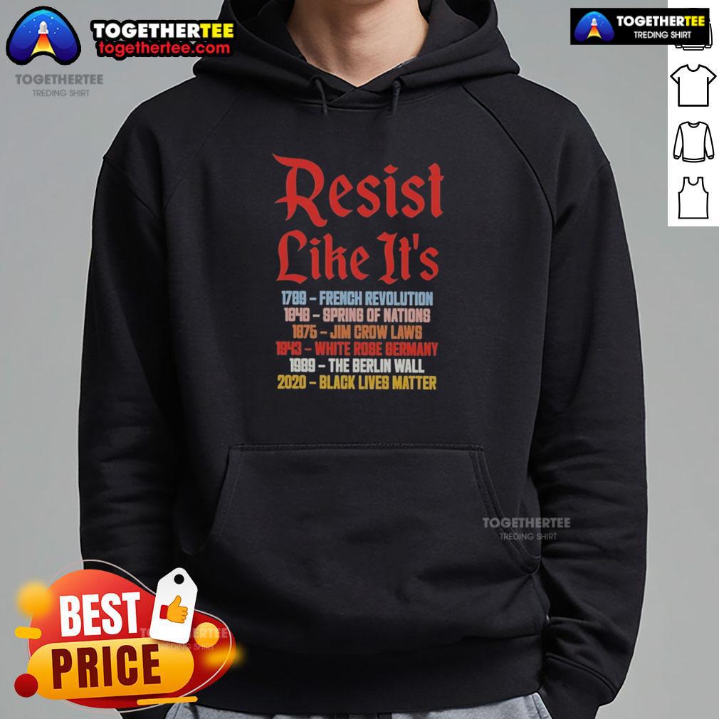Hot Resist Like It'S 2789 1848 1875 1943 1989 2020 Hoodie Alt Text: Hot Resist hoodie featuring vibrant colors and unique design, perfect for stylish comfort in any season.