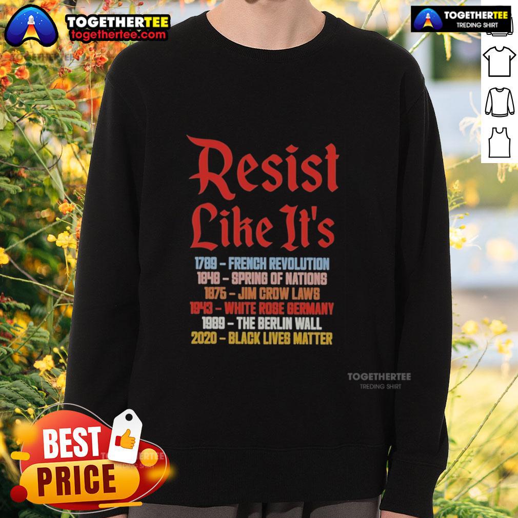 Hot Resist Like It'S 2789 1848 1875 1943 1989 2020 Sweatshirt Hot Resist Like Its Sweatshirt featuring bold graphics and vibrant colors, perfect for stylish comfort.
