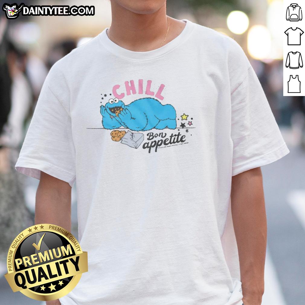 hot-sesame-street-cookie-monster-chill-bon-appetite-t-shirt-1 Hot Sesame Street Cookie Monster Chill Bon Apptit T-Shirt featuring vibrant graphics and a playful design for fans.