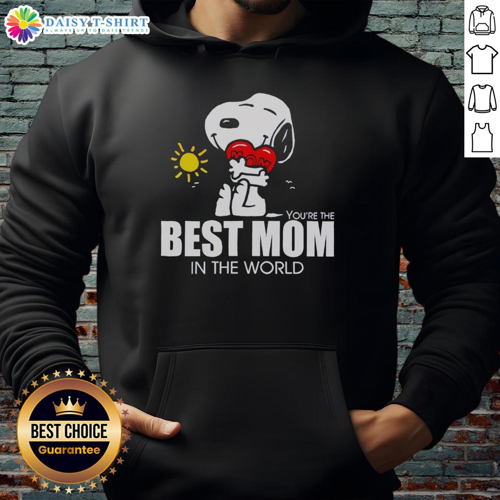 Hot Snoopy Hugging Heart Best Mom In The World Hoodie Hot Snoopy hugging a heart on a hoodie that reads 'Best Mom in the World' - perfect gift for Mother's Day.