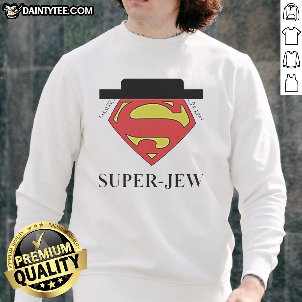 hot-superman-super-jew-sweatshirt Hot Superman Super Jew sweatshirt featuring a bold graphic design, perfect for fans of unique superhero apparel.