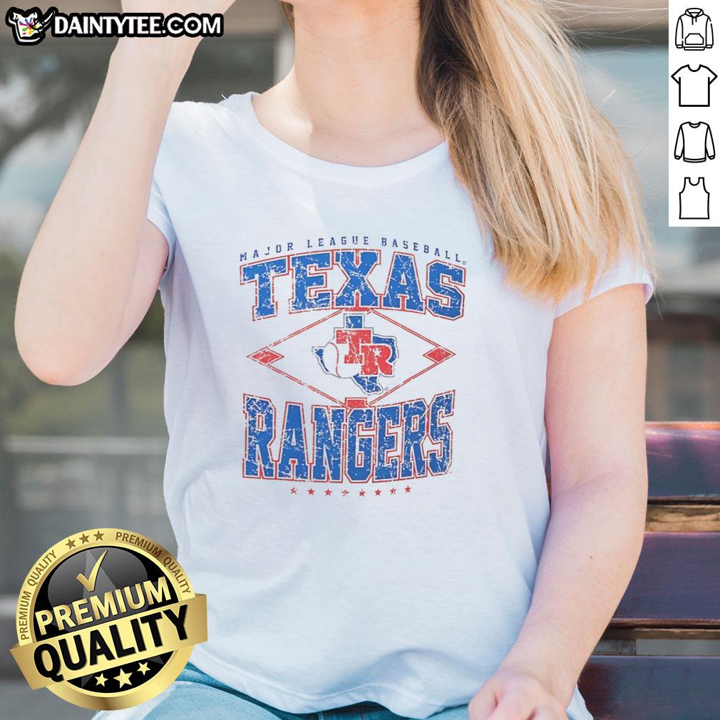 hot-texas-rangers-major-league-baseball-cooperstown-diamond-ladies-tee Alt Text: Hot Texas Rangers Major League Baseball Cooperstown Diamond Ladies Tee featuring team logo and vibrant design.
