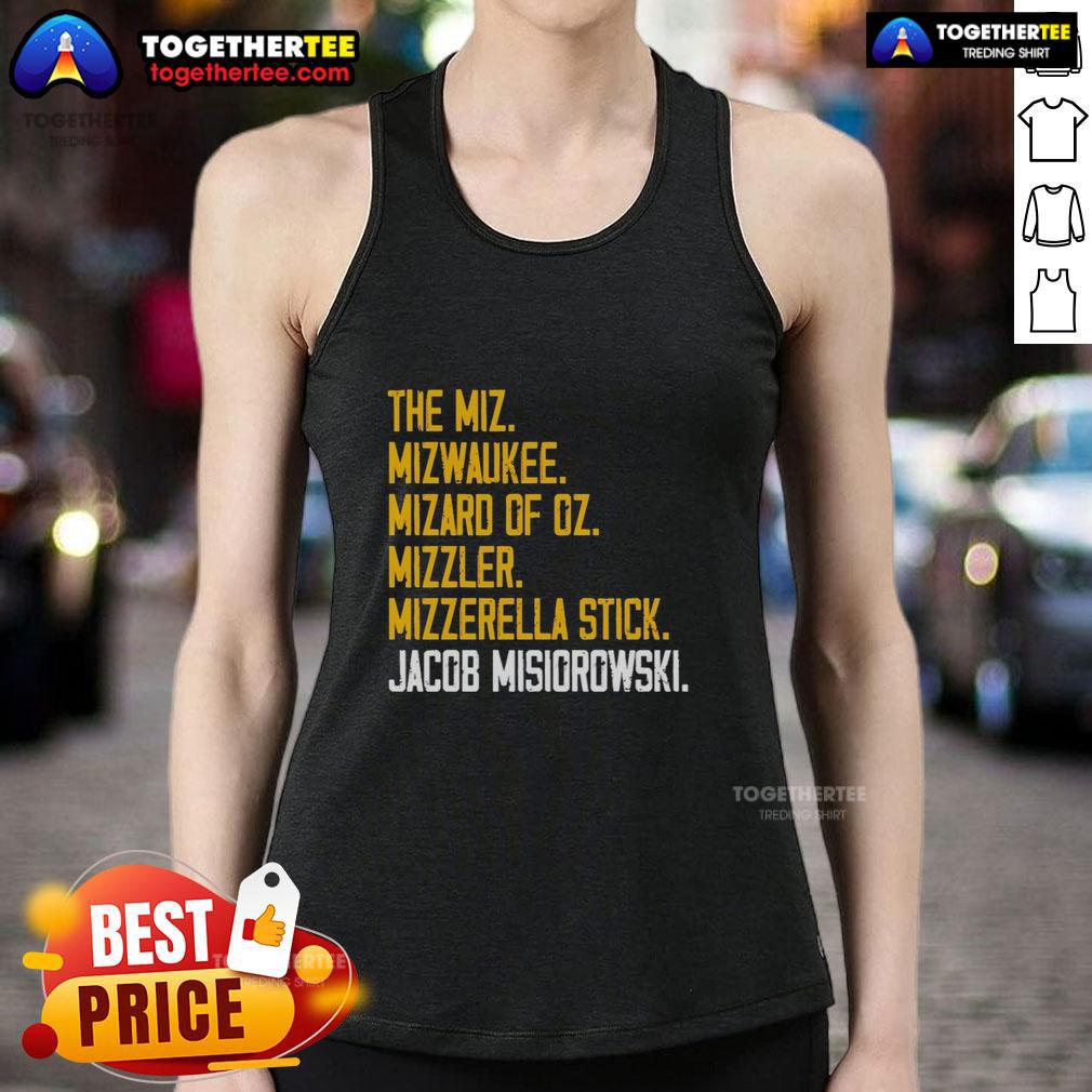 Hot The Miz Mizwaukee Mizard Of Oz Mizzler Mizzerella Stick Jacob Misiorowski Tank Top Jacob Misiorowski in a Hot The Miz tank top, showcasing the Mizwaukee Mizard of Oz design at a summer event.
