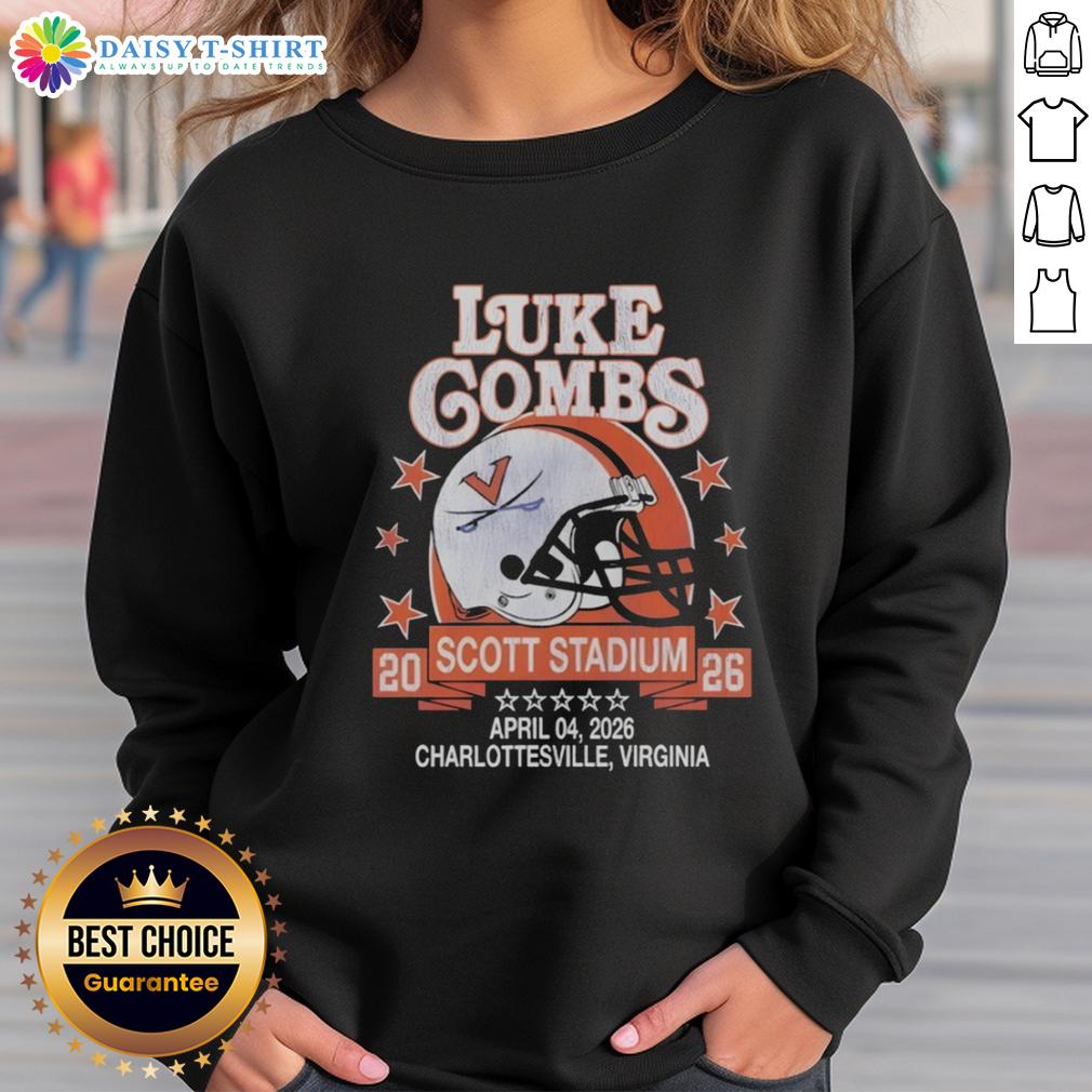 Hot Virginia Cavaliers Helmet Luke Combs Scott Stadium Charlottesville Virginia April 04 2026 Sweatshirt Hot Virginia Cavaliers helmet with Luke Combs sweatshirt at Scott Stadium, Charlottesville, Virginia, April 4, 2026.