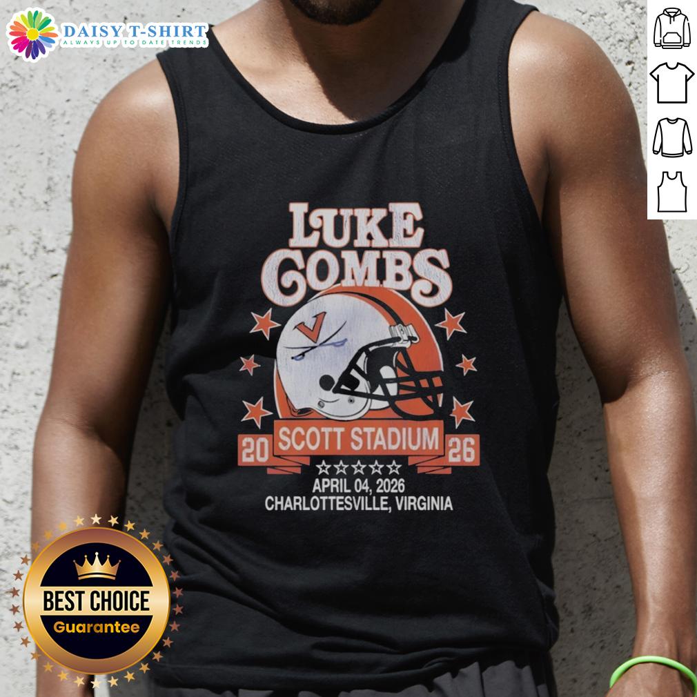 Hot Virginia Cavaliers Helmet Luke Combs Scott Stadium Charlottesville Virginia April 04 2026 Tank Top Hot Virginia Cavaliers helmet worn by Luke Combs at Scott Stadium, Charlottesville, April 4, 2026, featured on tank top.