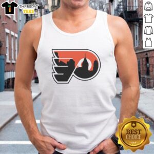 Premium Philadelphia Flyers logo on a stylish X City tank top, perfect for fans and summer wear.