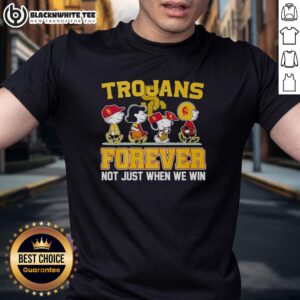Top Peanuts Characters X USC Trojans NFL Forever T-Shirt design showcasing beloved characters and team pride.