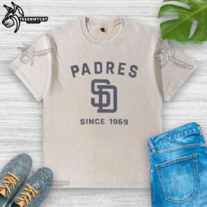 Alt Text: Original San Diego Padres Cooperstown Duster Washed T-Shirt featuring vintage design and soft fabric in classic colors.