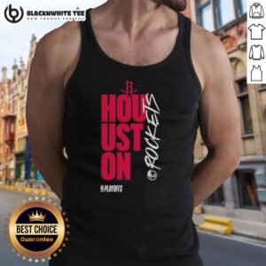 Stylish Houston Rockets playoff logo tank top featuring vibrant team colors perfect for game day attire.