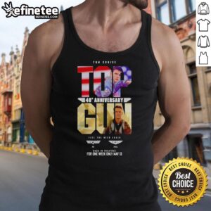 Tom Cruise in Top Gun: Maverick 40th Anniversary tank top, promoting 'Feel The Need Again' event on May 13.