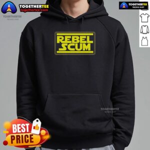 Original Rebel Scum Inspired by Star Wars Logo Hoodie featuring bold graphic design and stylish fit for fans.