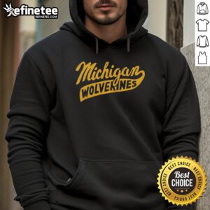 Cozy Nice Script Michigan Wolverines hoodie in navy blue, perfect for fans showcasing team spirit and style.
