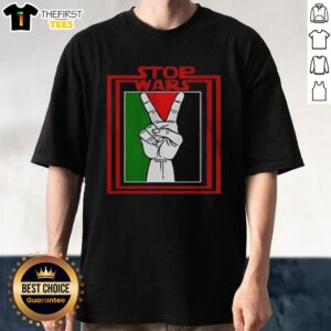 Top Stop Wars Free Palestine T-Shirt featuring bold graphics and a message for peace and solidarity.