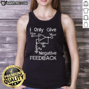 Alt Text: Funny 'I Only Give Negative Feedback' tank top design for humor lovers and casual wear enthusiasts.