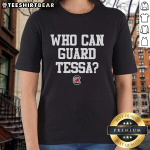 Alt Text: Pretty Who Can Guard Tessa South Carolina Gamecocks Ladies Tee featuring vibrant colors and team logo design.