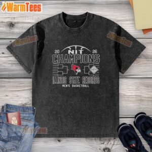 Alt Text: Hot Illinois State Redbirds Men's Basketball NIT Champions 2026 washed t-shirt featuring vibrant team graphics.