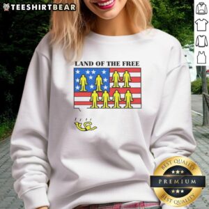 Good Land of the Free USA flag sweatshirt featuring vibrant colors and patriotic design, perfect for casual wear.