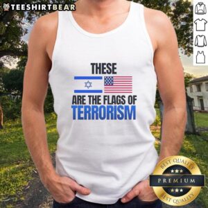 Hot tank top featuring the flags of Israel and the USA, symbolizing themes of terrorism and unity.