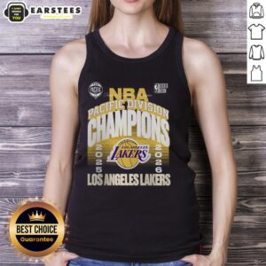 Official Los Angeles Lakers 2026 Pacific Division Champions locker room tank top featuring team logo and championship design.