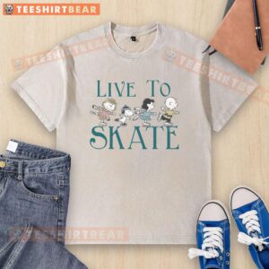 Cute Peanuts Live to Skate washed t-shirt featuring cartoon characters on a vibrant, casual tee.