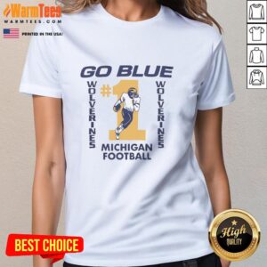 Nice Michigan Football Go Blue Ladies Tee in navy blue featuring a stylish design, perfect for game day and fans.