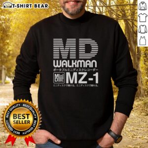 Vintage Sony MD Walkman MZ-1 sweatshirt featuring iconic minidisc design, perfect for music lovers and collectors.