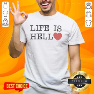 Official Life Is Hell heart-shaped graphic t-shirt featuring unique design, perfect for fans of the comic series.
