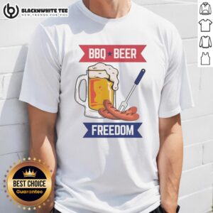 Good BBQ and Beer Freedom T-Shirt featuring a fun design for BBQ lovers and beer enthusiasts, perfect for casual outings.