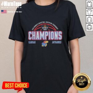 Alt Text: 2026 Kansas Jayhawks Women's Basketball Champions Tee for ladies, celebrating team victory in a stylish design.