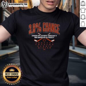 Awesome Philadelphia Hockey 3.8% Chance T-Shirt featuring a bold design and team colors, perfect for fans and supporters.