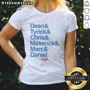 Good Dean Tyrick Chris Maxence Marc Daniel wearing stylish ladies tee in vibrant colors, perfect for casual outings.