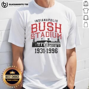 Vintage Top The Bush Stadium Years 1931-1996 Indianapolis T-Shirt featuring iconic baseball graphics and retro design.