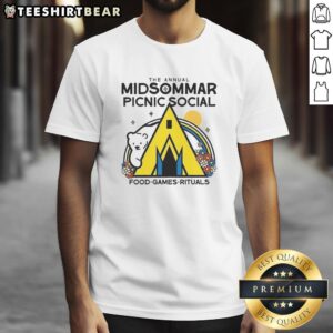 Good The Annual Midsommar Picnic T-Shirt featuring vibrant designs celebrating food, games, and rituals of summer.